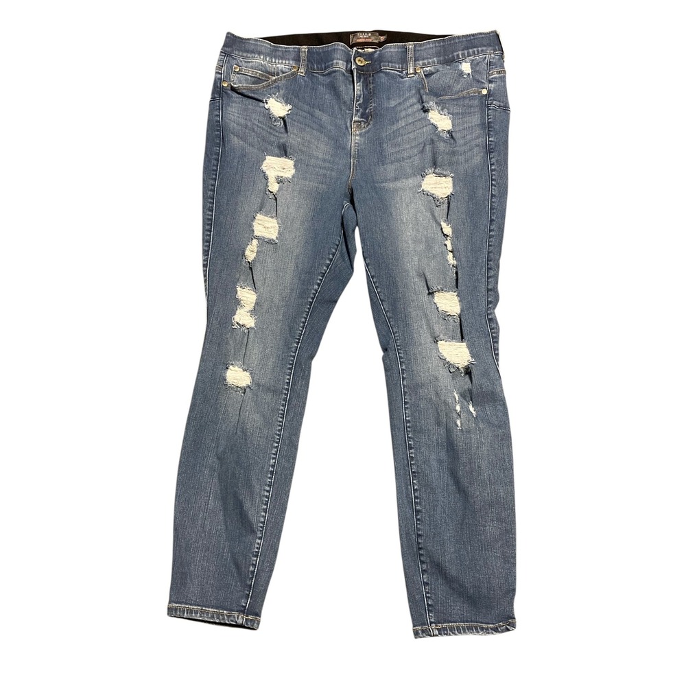Torrid Bombshell‎ Skinny Jeans Distressed Ripped Blue Denim Plus Size 22R